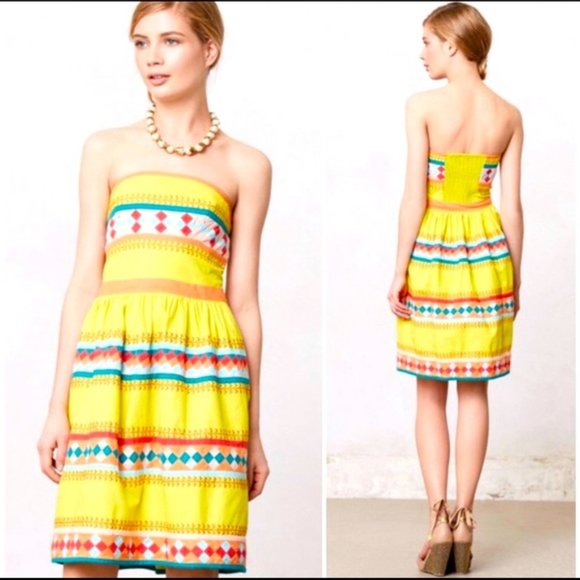 Liefsdottir multi-colored strapless dress size 2 Anthropologie - Picture 2 of 8